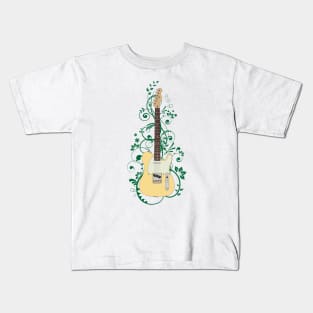 Buttercream T-Style Electric Guitar Flowering Vines Kids T-Shirt